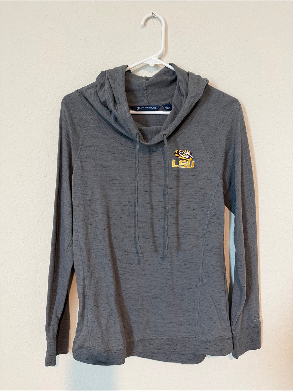 Cutter & Buck Gray LSU Crewneck Hoodie Sweatshirt